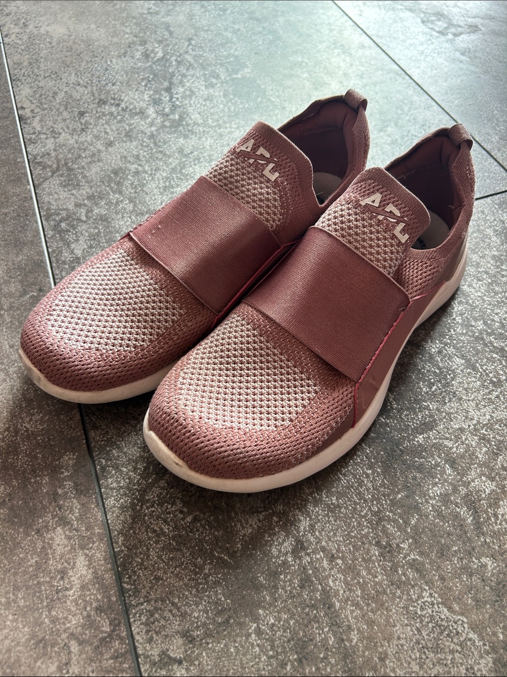 APL Slip-On TechLoom Sneakers in Dusty Rose and White